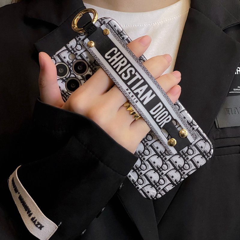 CHRISTIAN DIOR Ốp Điện Thoại Silicon In Logo Dior Sang Trọng Kèm Dây Đeo Cho IPhone Xr Xs Max 14 Plus IPhone 11 12 13 14 Pro Max