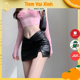 Chân Váy Lưng Cao 🍊 Hàng mới 2021🍊 Chân Váy Da Cạp Chéo Hot Trend
