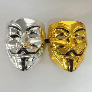 Mặt nạ Hacker màu vàng màu bạc ánh kim màu trắng - mặt nạ chú hề