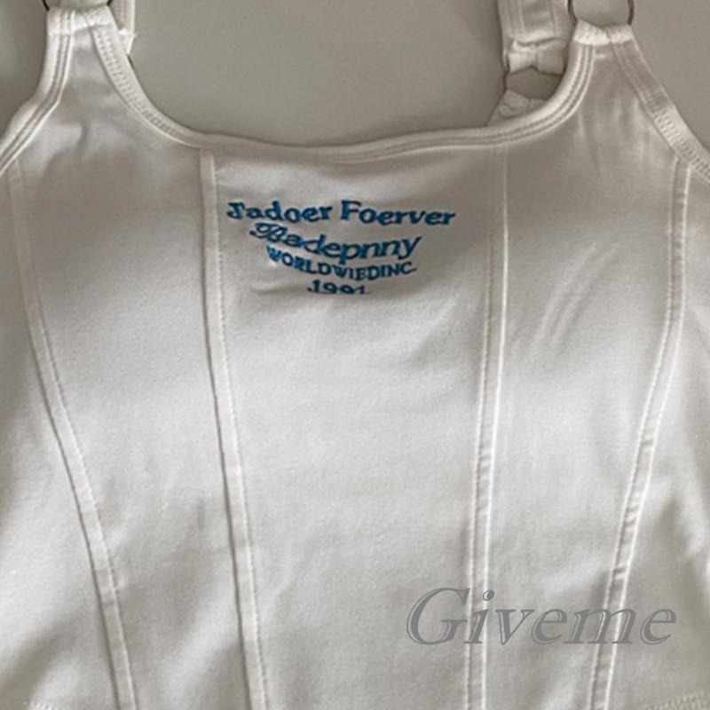 Áo Hai Dây Có Mút Đệm Thêu Chữ Thời Trang Mùa Hè Dành Cho Nữ