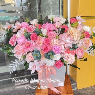 Giỏ hoa cao cấp mix màu