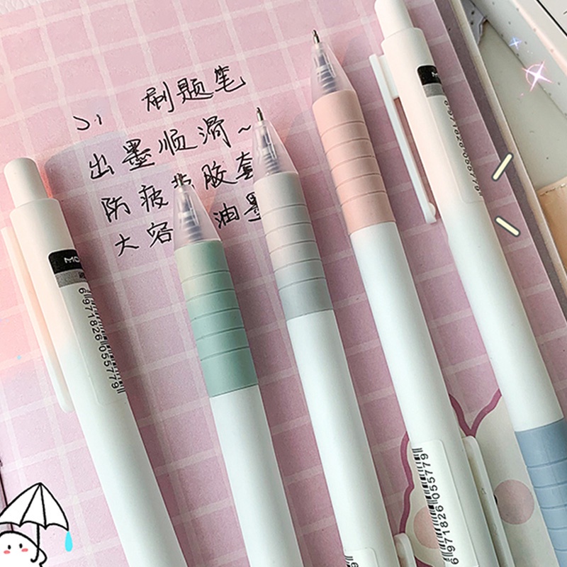 Set 6 Bút Bi Mực Gel  ST ins Ngòi Đen 0.5mm bút viết mực nước cho học sinh