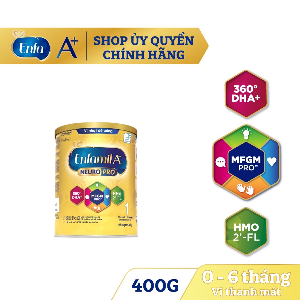 Sữa Bột Enfamil A+ Neuropro 1,2,3,4-FL HMO, lon 400g, DATE MỚI NHẤT 2025