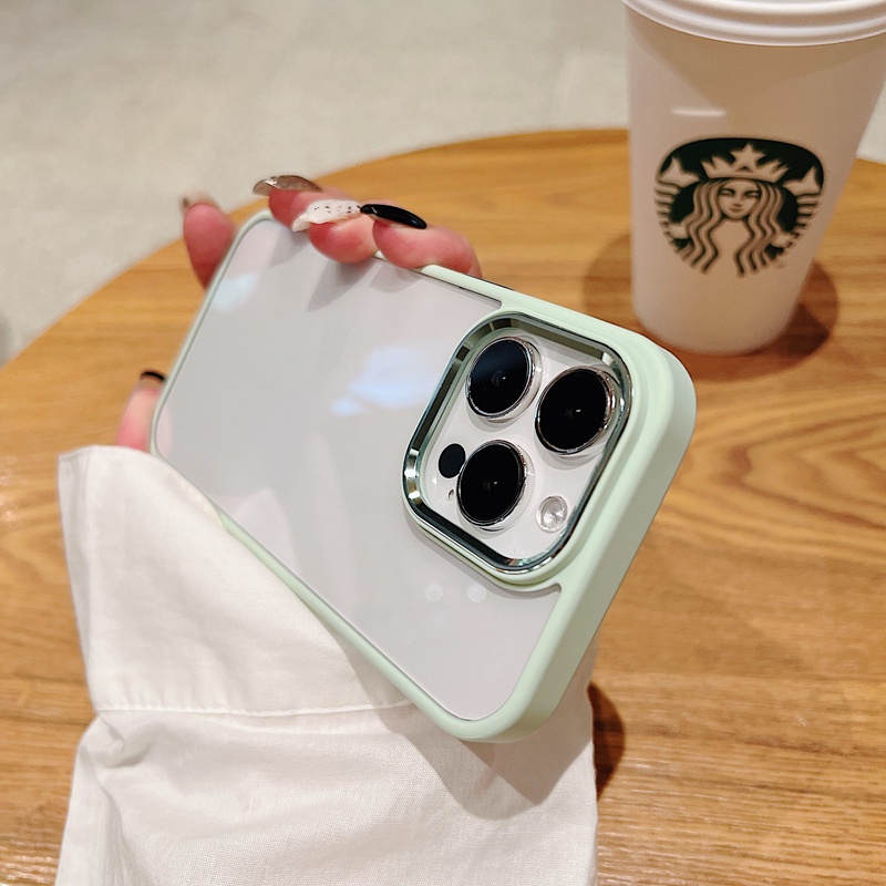 Ốp Điện Thoại Cứng Viền Thẳng Thời Trang Chống Sốc / Rơi Cho iPhone 14 13 12 11 Pro Max Plus