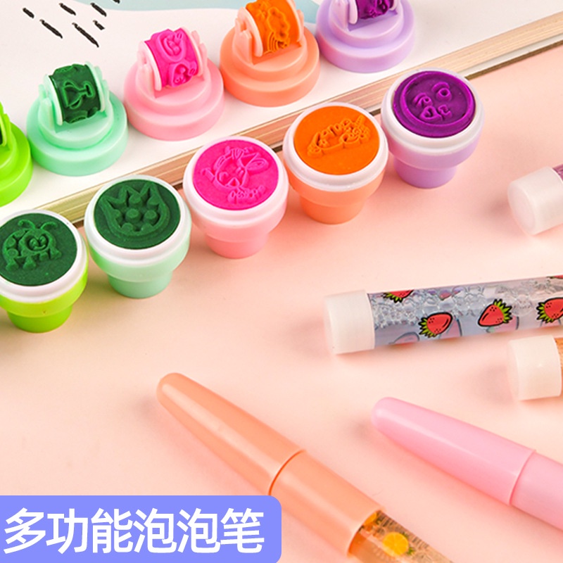 Bút Bi 5 Trong 1 Đa Năng Có Đèn Dễ Thương Cho Bé niêm phong mực bút lông bảng