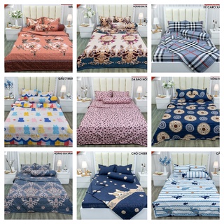 Bộ Ga Gối 4 món 1m2; 1m6 Ga Giường Kèm 2 Vỏ Gối Nằm+ vỏ gối ôm Cotton Poly mẫu Khủng long bơ - drapbeding