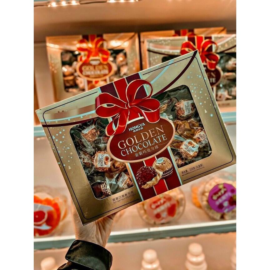 Kẹo Socola HONGYA Golden Chocolate Cao Cấp, Kẹo Chocolate Đài Loan - Hộp 208Gr