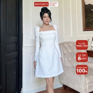 Bbstore's đầm xòe tay dài dự tiệc cổ vuông -d1312