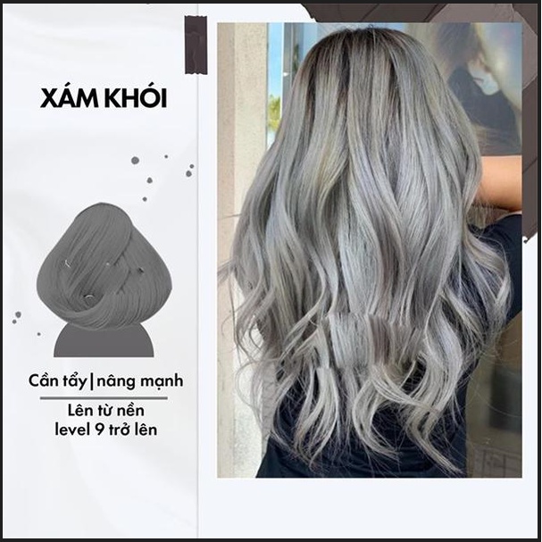 Thuốc nhuộm tóc Màu Xám Khói bền màu lên từ nền 8-9 hot năm nay