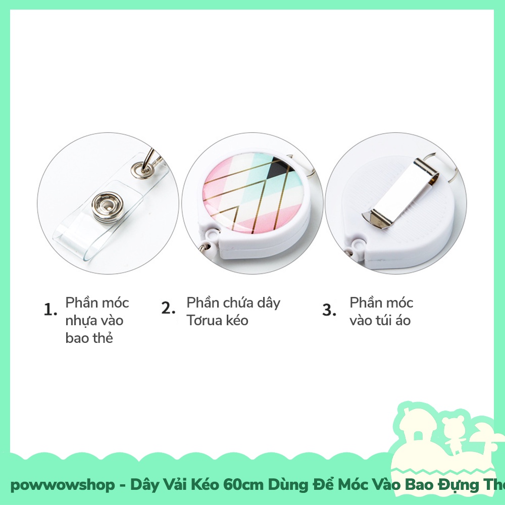 [Sẵn VN - Hỏa Tốc] Dây Đeo Vải Tơrua Kéo 42cm Dùng Móc Vào Bao Đựng Thẻ Nhân Viên Phong Cách Isometric Hình Học Đơn Giản