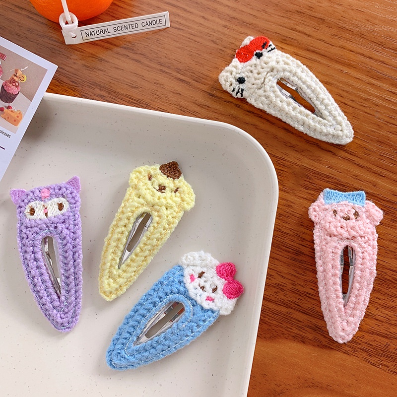 Set 1111 Kẹp Tóc Bằng Len Cừu sanrio hellokitty mymelody kuromi Cinnamoroll purin Ngọt Ngào Xinh Đẹp