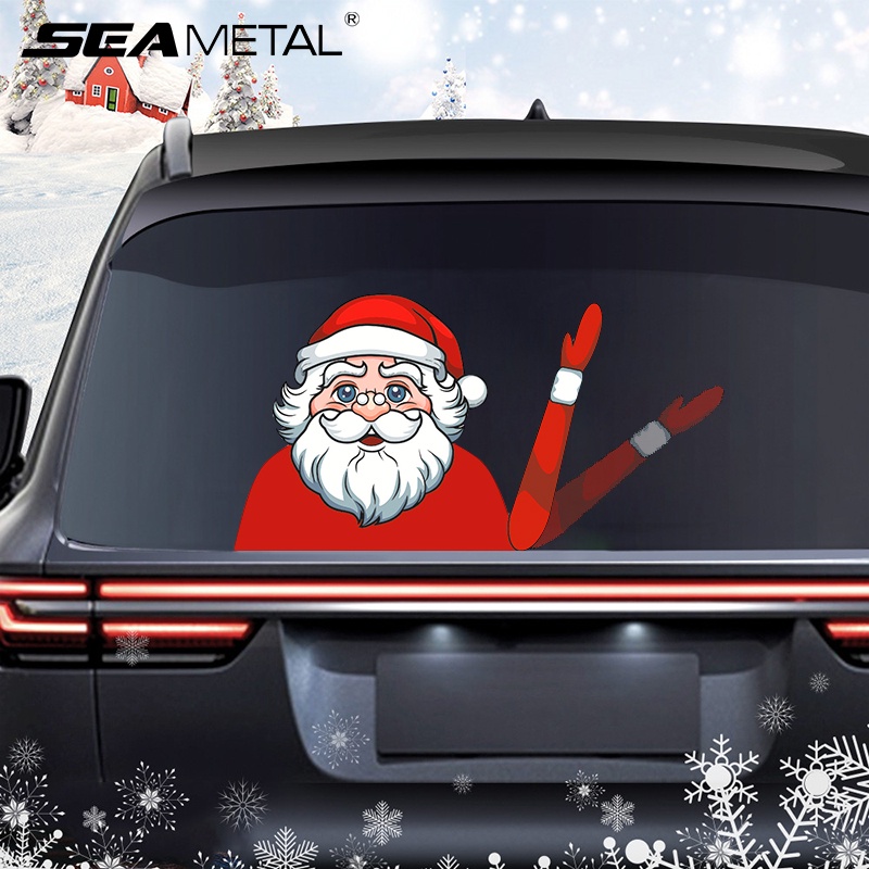 Đề can dán kính chắn gió xe hơi SEAMETAL trang trí họa tiết Giáng sinh 3D