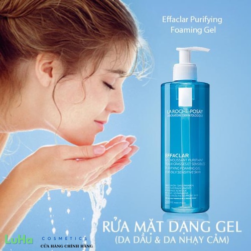 Sữa rửa mặt La Roche-Posay Effaclar Purifying Foaming Gel tạo bọt dành Cho Da Dầu, da Nhạy Cảm 400ml, LuHa_Cosmetics