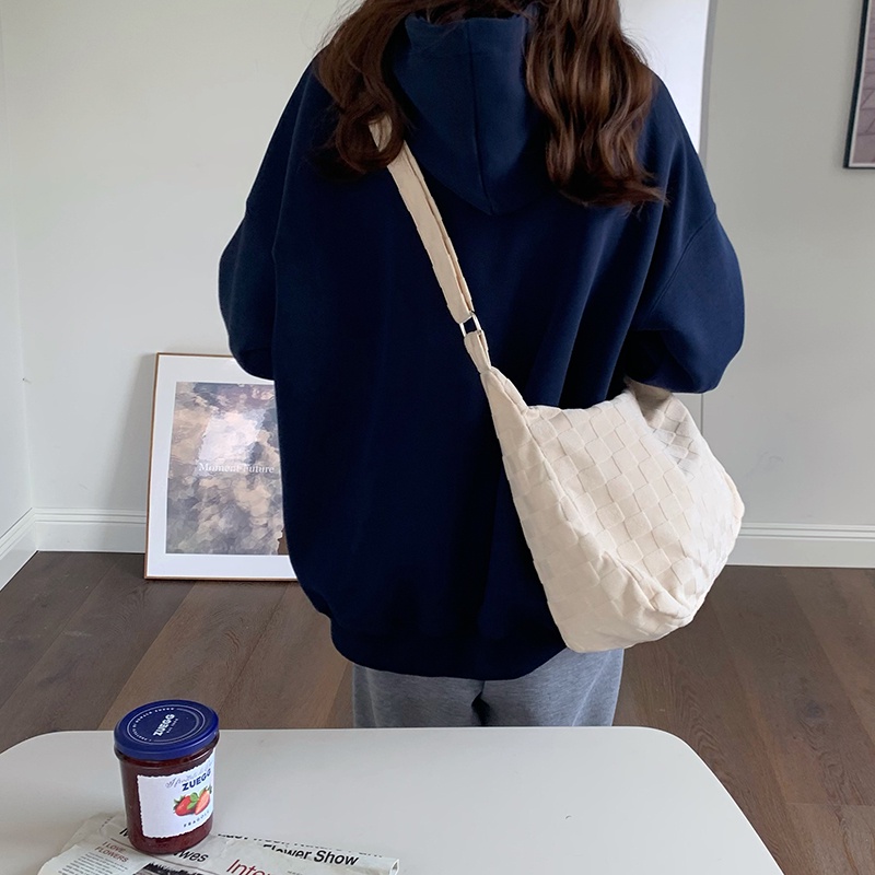 Túi Xách canvas Sức Chứa Lớn Họa Tiết Sọc Caro Thời Trang Cho Nữ