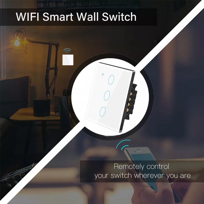 Tuya Công Tắc Gắn Tường Wifi Thông Minh 110-240V 1/2/3/4 Tấm Kính Cường Lực/Cảm Biến Cảm Ứng Cuộc Sống Thông Minh Cho Google Home Alexa Cloud1