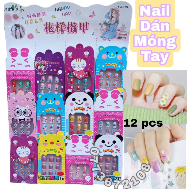 Vỉ 12 bộ nail dán móng tay loại đẹp