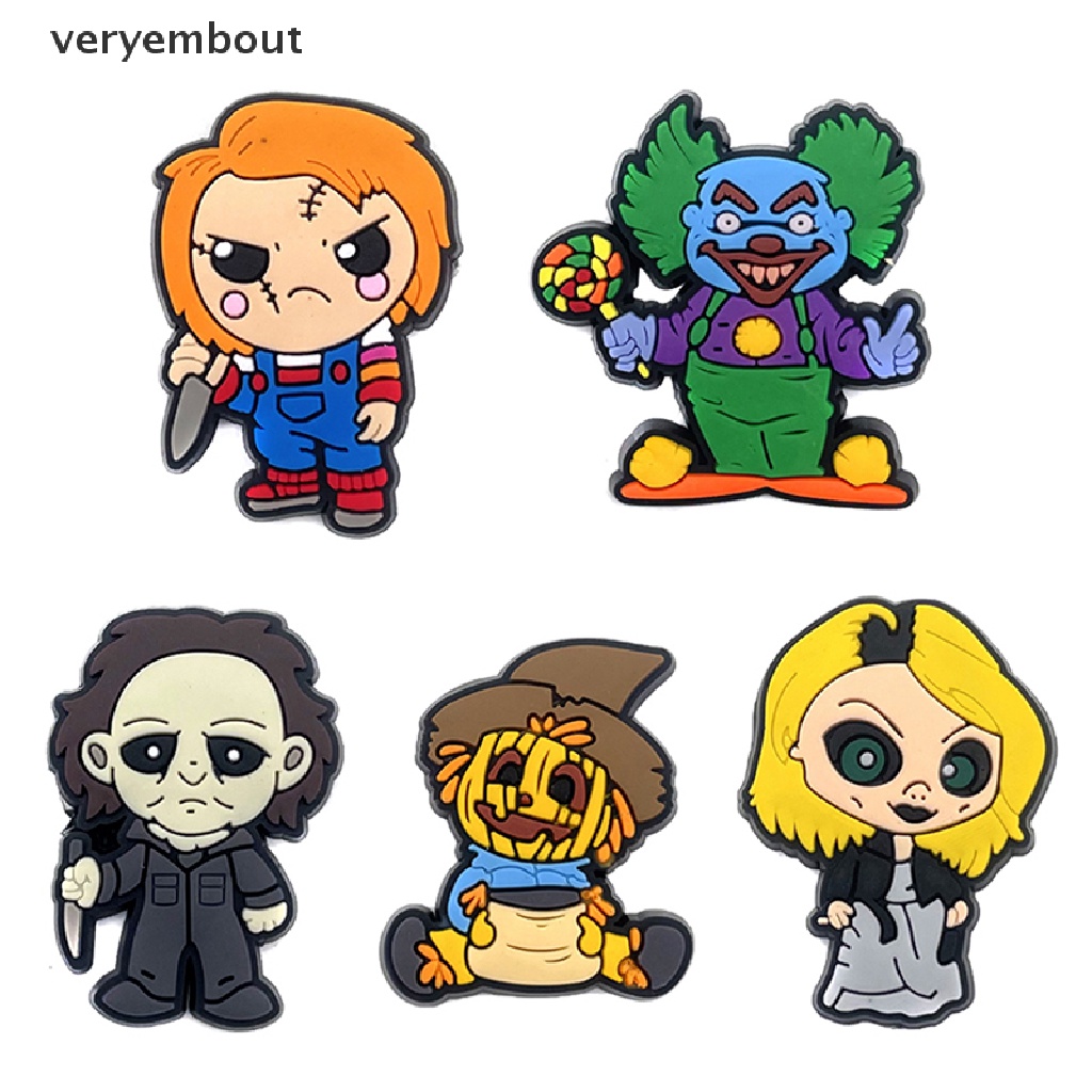 Ut Set 5 Khóa Dây Giày PVC Phong Cách Phim Kinh Dị Hóa Trang Halloween