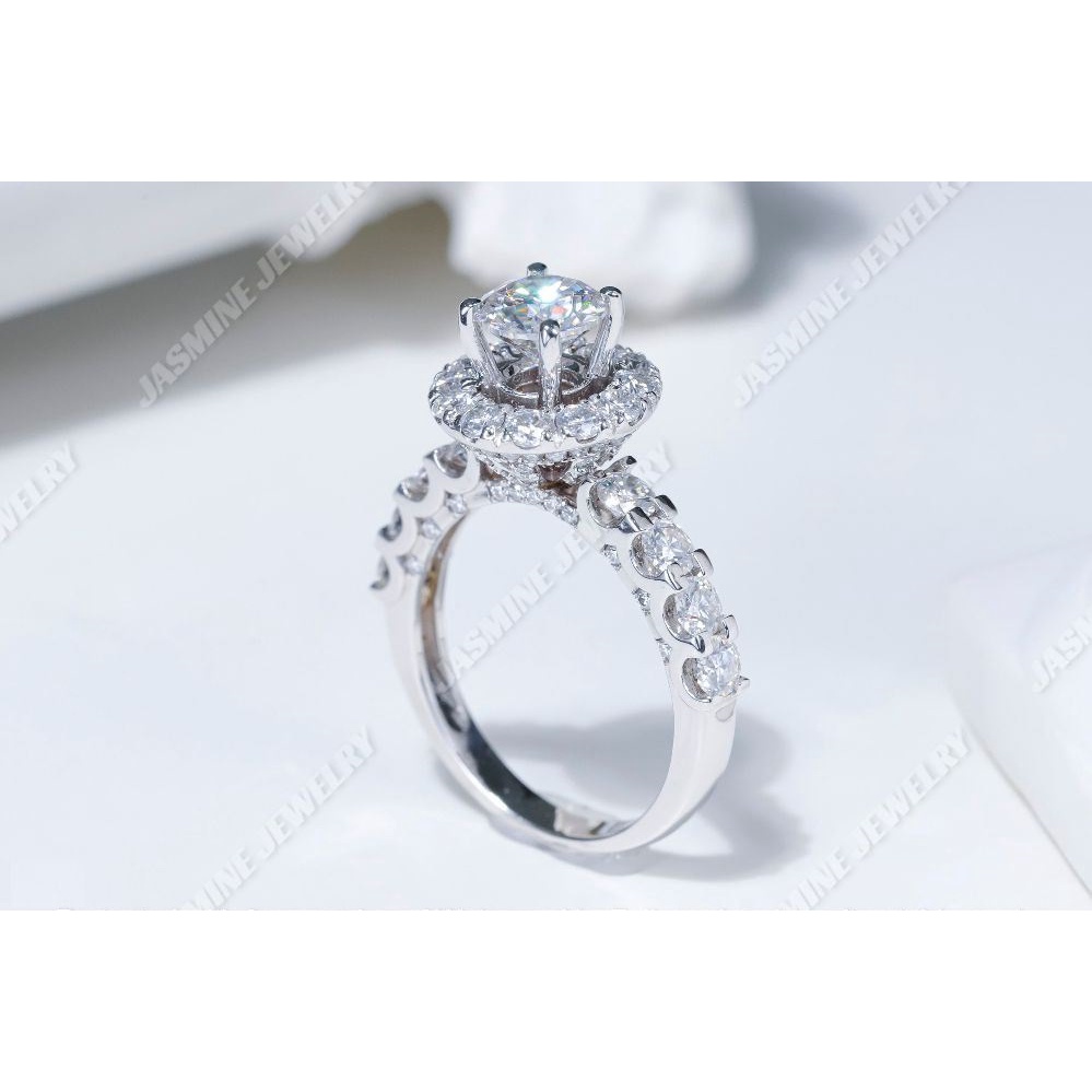 Nhẫn nữ kim cương nhân tạo moissanite chủ 6.3 ly - Mẫu 7