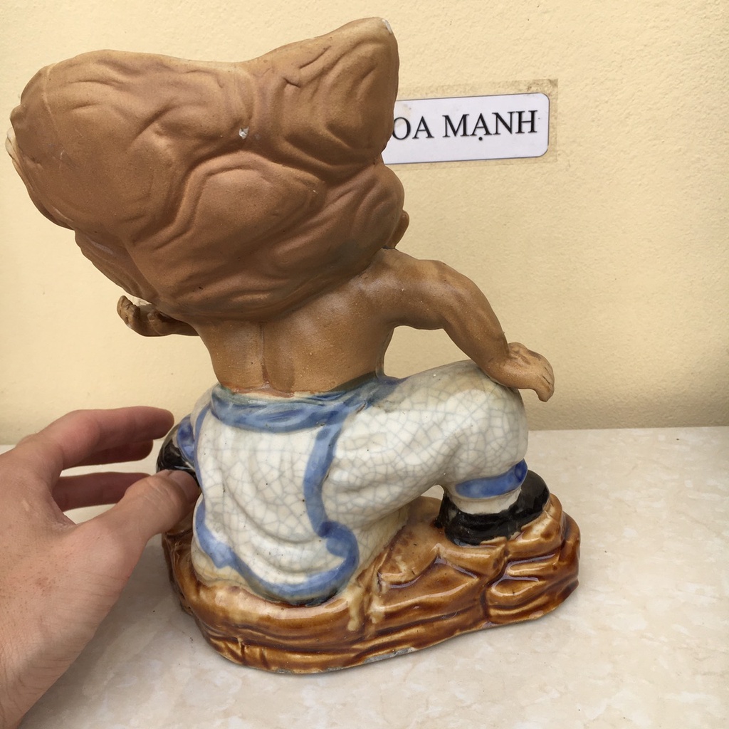 Chậu tượng lỗ trí thâm cõng đá bonsai sen đá mini gốm Bát Tràng 1 size SP499