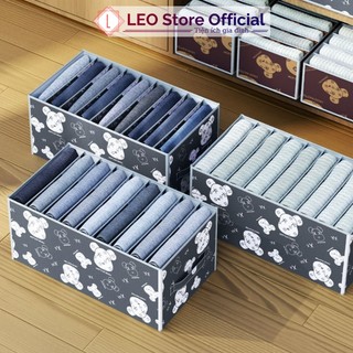 Hộp vải chia 9 ngăn đựng quần jean Leos túi vải chia ngăn đựng quần áo gấp gọn