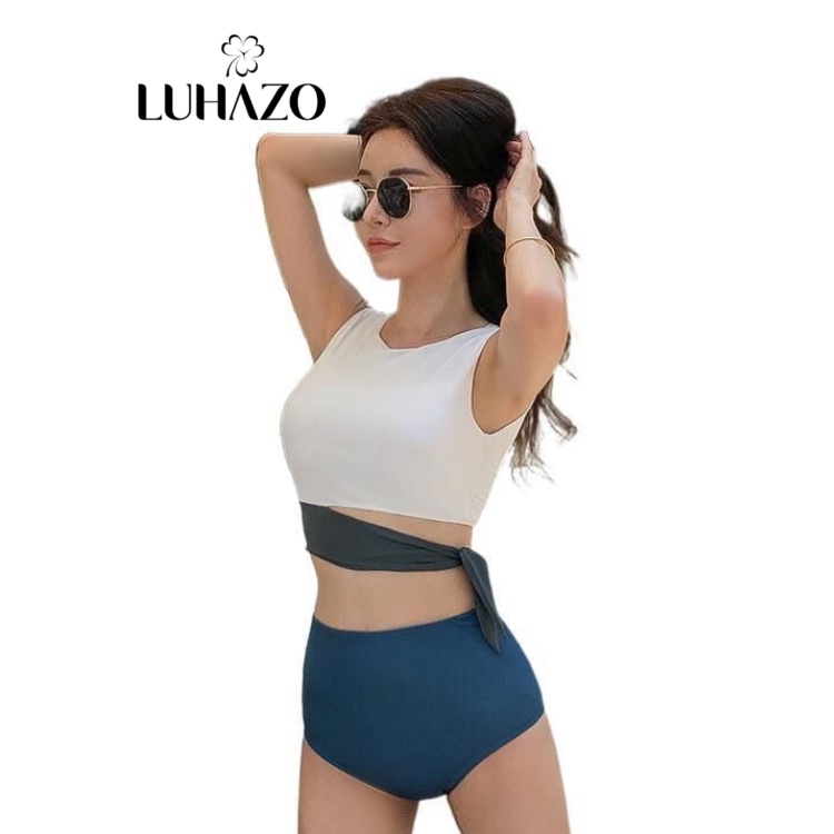 Bikini Hai Mảnh Cạp Cao Kín Đáo che khuyết điểm LUHAZO Cách Điệu Độc Lạ Quảng Châu 2375 K6T3-2