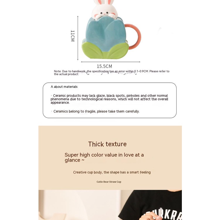 Cốc Uống Nước Bằng Gốm Sứ Cao Cấp Họa Tiết Hoạt Hình Dễ Thương