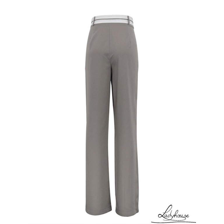 Quần Dài Lưng Cao Ống Đứng Màu Sắc Tương Phản Thời Trang Xuân Thu Cho Nữ