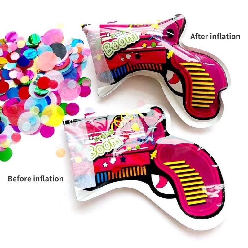Bong bóng pháo giấy hình cái súng dùng cho sinh Nhật