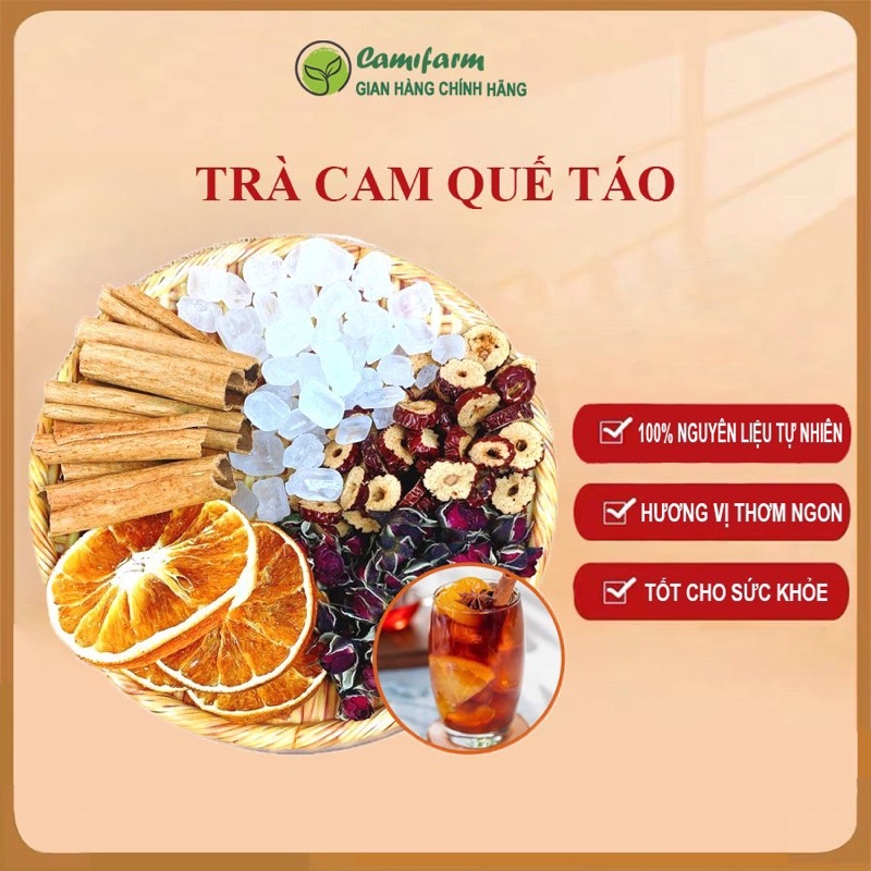 Trà Cam Quế Táo Detox Camifarm hộp 15 gói giữ ấm, thanh lọc cơ thể, tăng cường sức khoẻ
