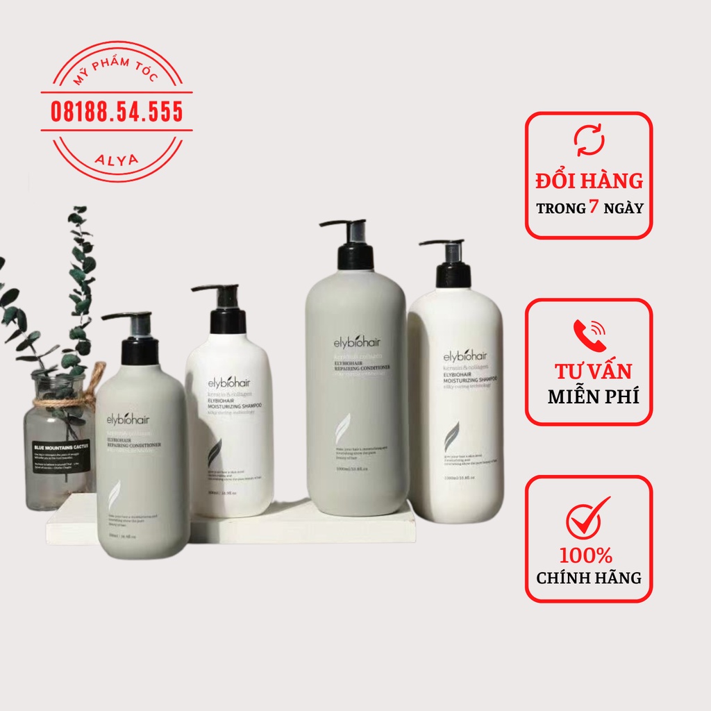 Cặp Dầu Gội Xả Elybiohair Collagen | Giảm Rụng Tóc, Phục Hồi Tóc Khô Xơ, Hư Tổn ⚜️Hàng Chính Hãng. NK & PP bởi Cty ALYA
