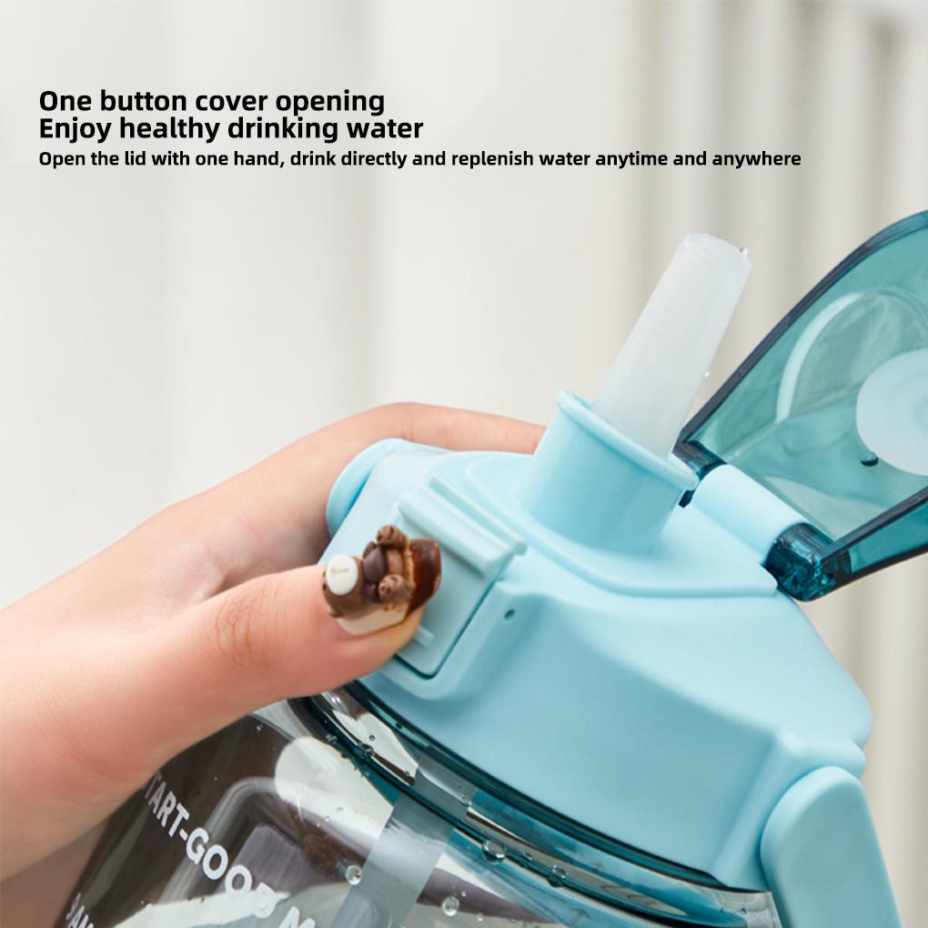Bình Nước Thể Thao 3000ml Có Tay Cầm Bằng Silicone Kèm Ống Hút Màu Xanh Dương Cho Nữ