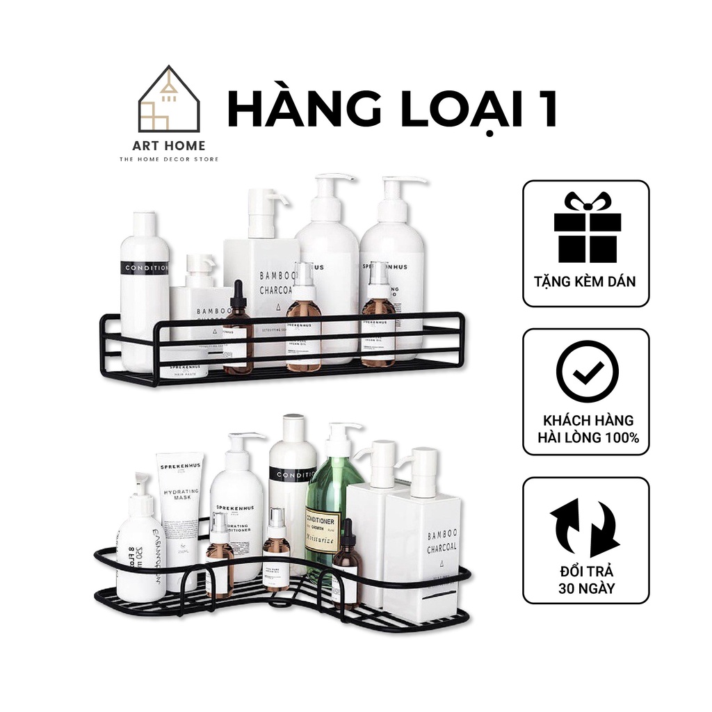 Kệ Góc Thép Không Gỉ Để Đồ Nhà Tắm, Đựng Gia Vị Nhà Bếp Dán Tường Siêu Dính Chịu Lực Tốt
