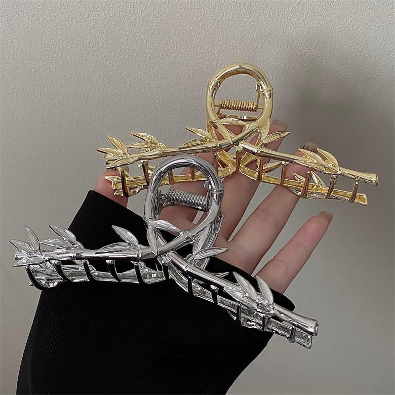 Kẹp Tóc Kim Loại Hình Cành Cây Tre / Lá Tre Kích Thước Lớn Cho Nữ