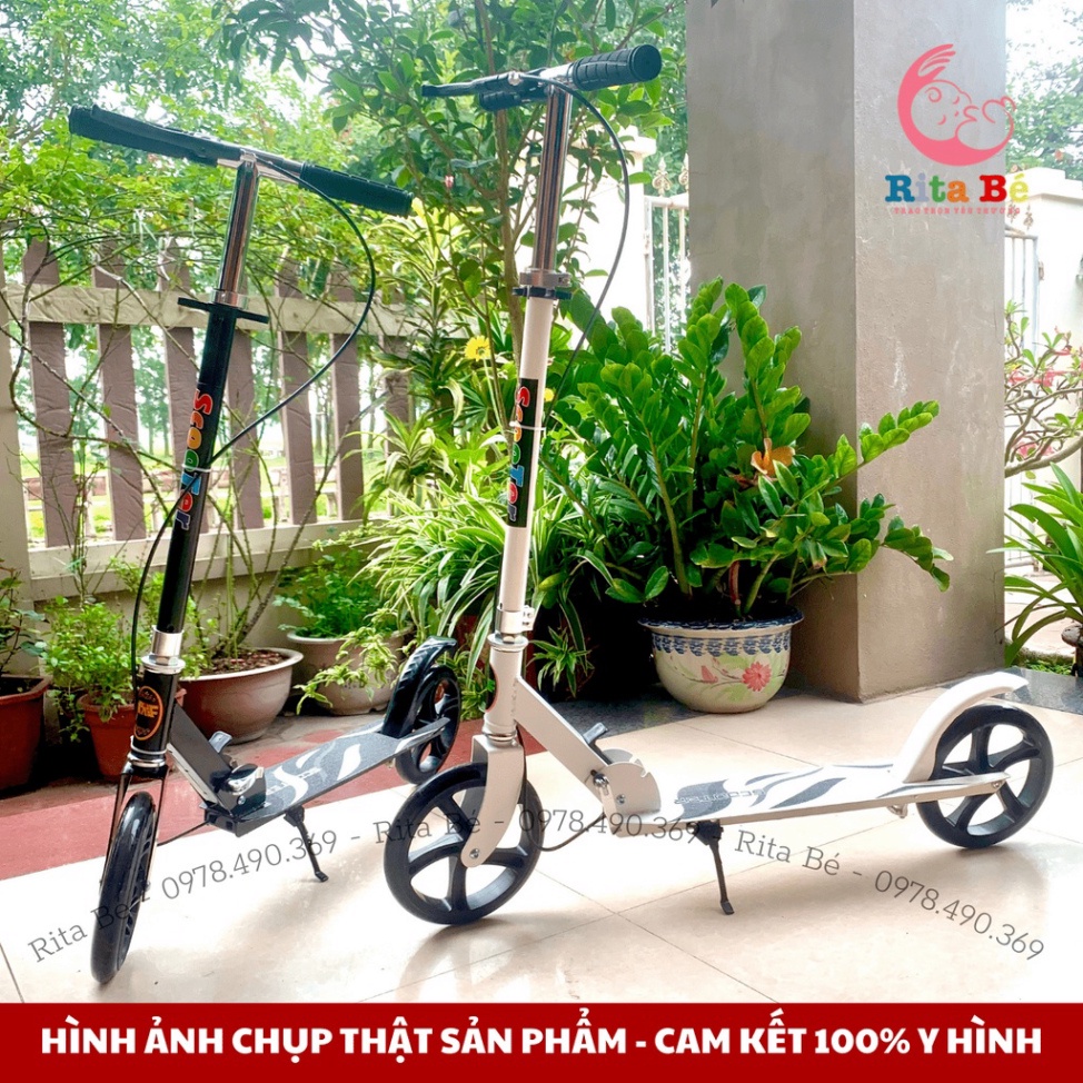 Xe scooter cỡ lớn, có phanh tay,chân chống chịu tải đến 150kg cho thiếu niên và người lớn