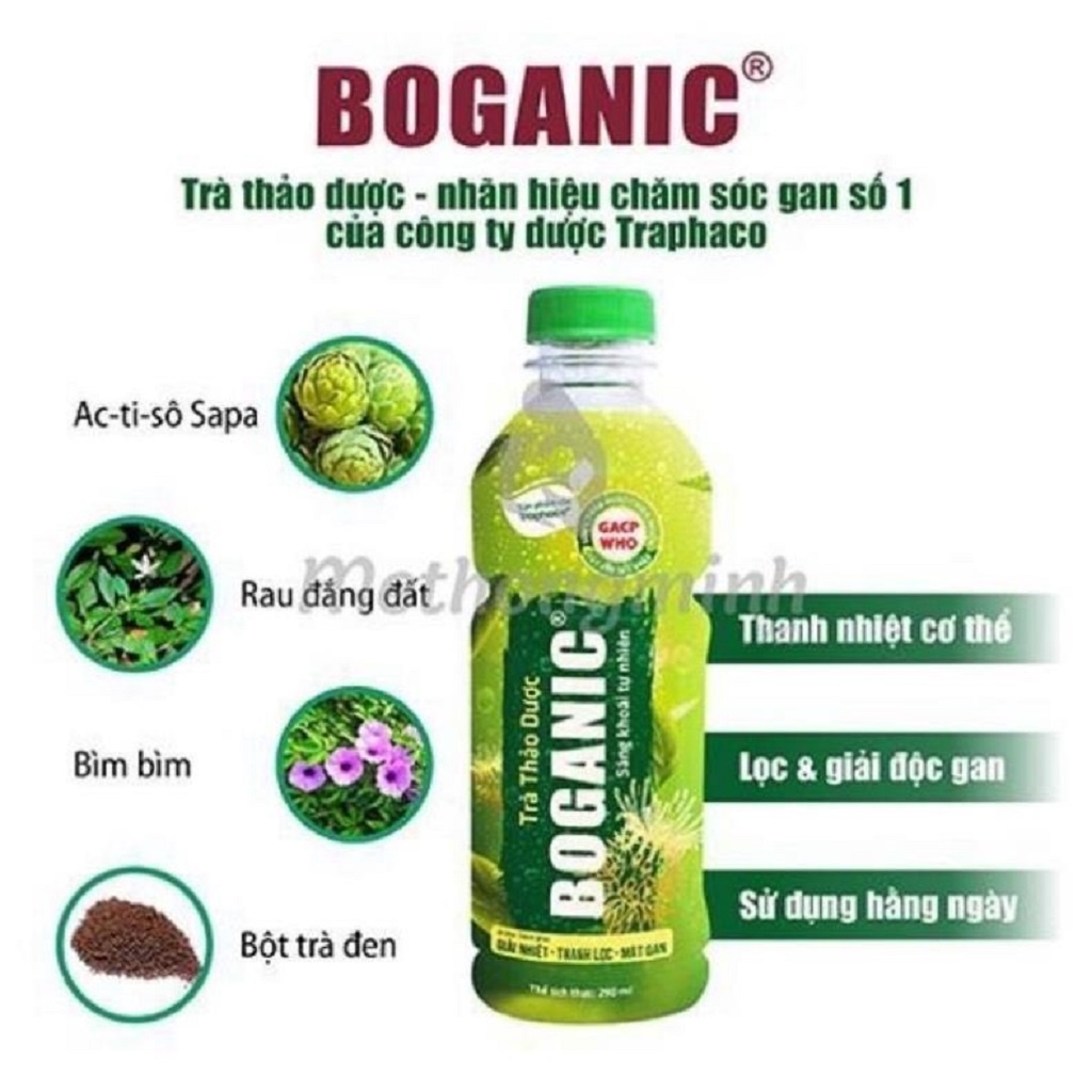 Combo lốc 6 chai trà thảo dược Boganic Traphaco chai 290ml giúp thanh nhiệt mát gan