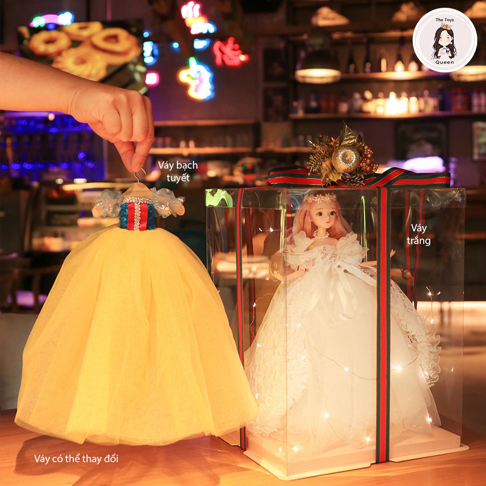 Đồ Chơi Búp Bê Barbie Công Chúa Tuyết Elsa Công Chúa Bạch Tuyết Cho Bé Gái Kèm Hộp Quà Tặng Có Đèn Có Nơ Nhiều Mẫu Váy