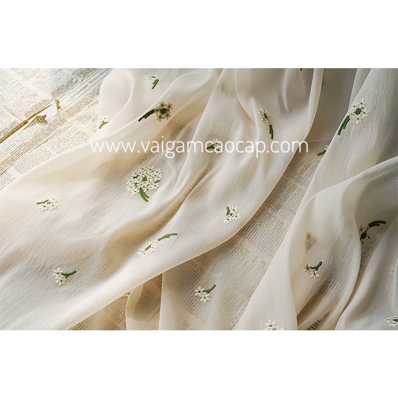 Vải Tơ Sống Thêu Hoa