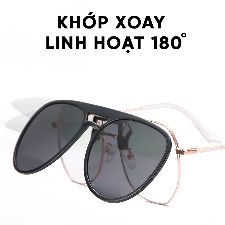 Tròng kính râm cận di động dạng kẹp dáng tròn chống tia UV chống loá tiện lợi nhiều màu Wanna Hang PK11