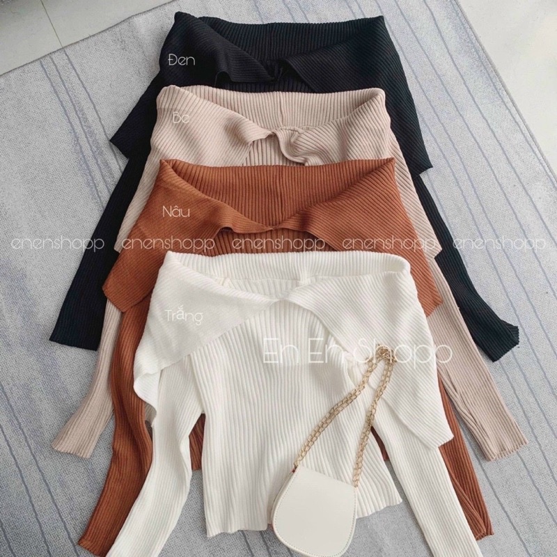 Áo thun gân len bẹt vai, Áo trễ vai tay dài thun gân tôn dáng hot thu đông  VKV ALOHASHOP91