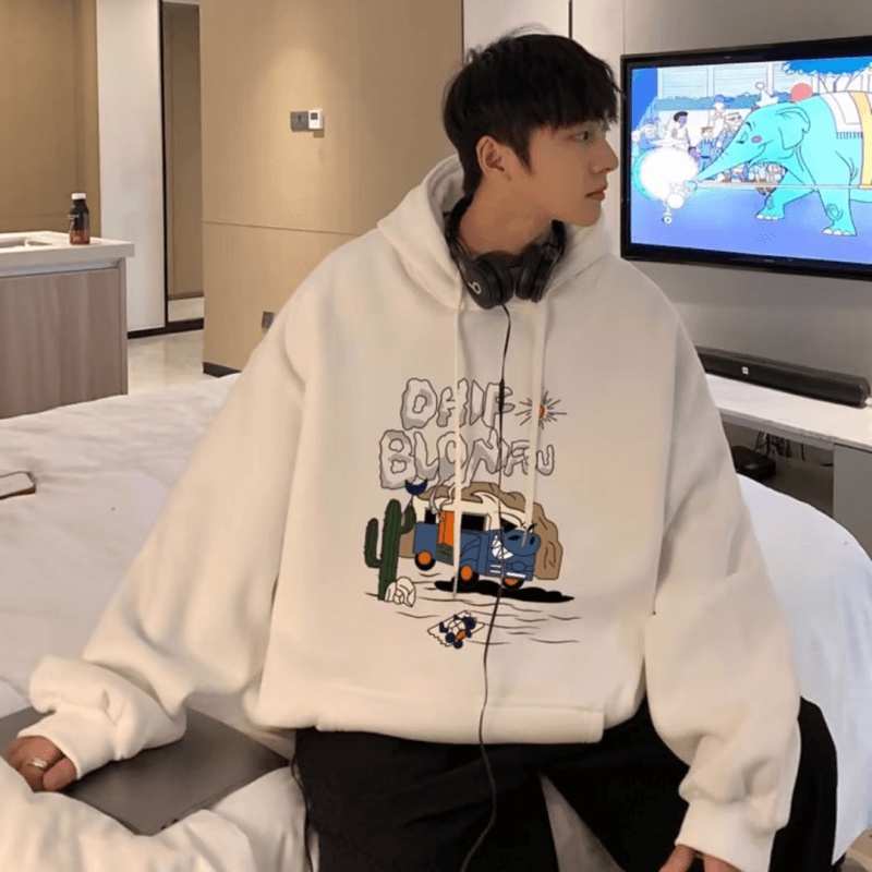 Áo hoodie Dáng Rộng In Chữ Thời Trang Hàn Quốc Chất Lượng Cao