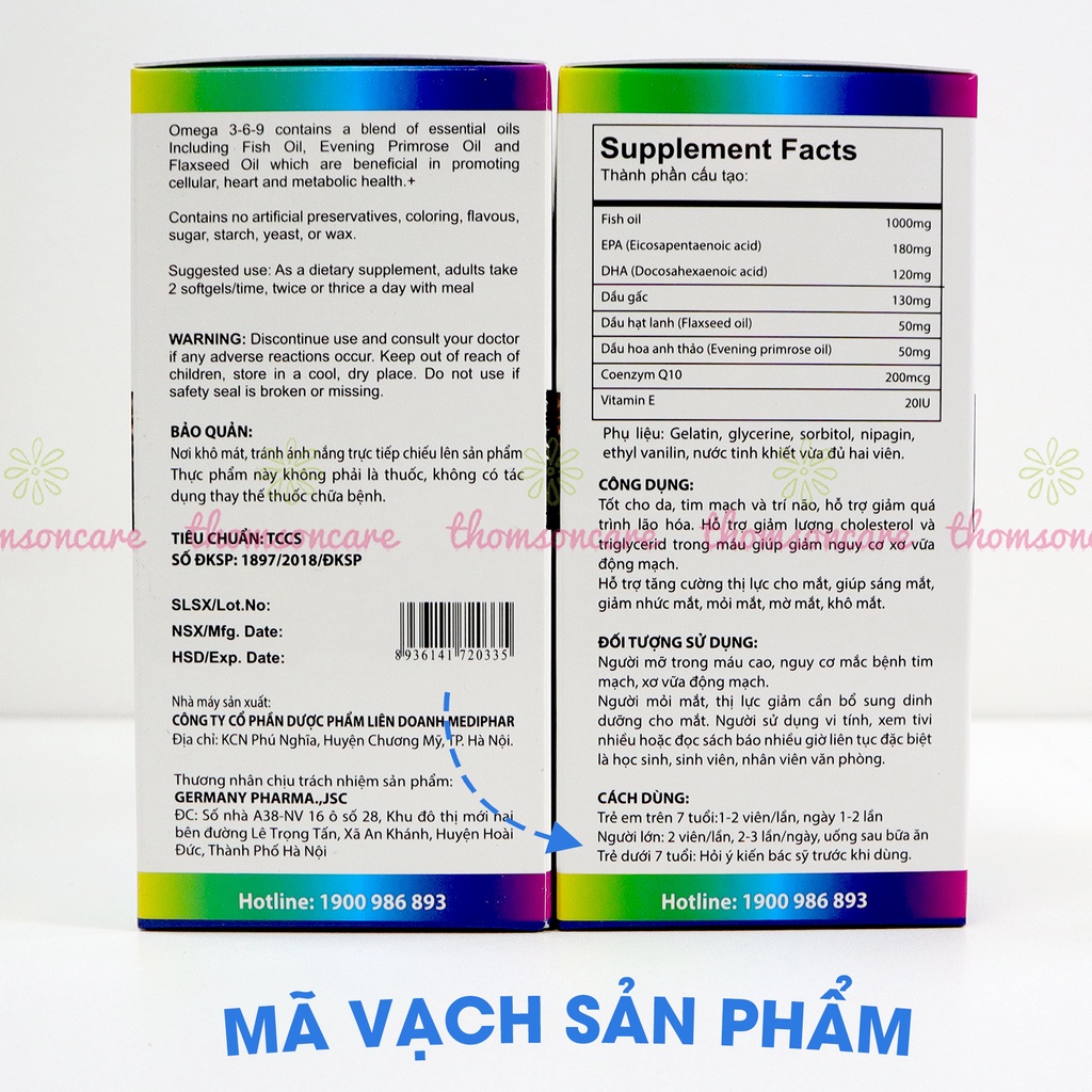 Omega 369 từ dầu cá chứa DHA EPA và dầu hoa anh thảo - Omega 3 6 9 Nature Health tốt cho mắt và tim mạch