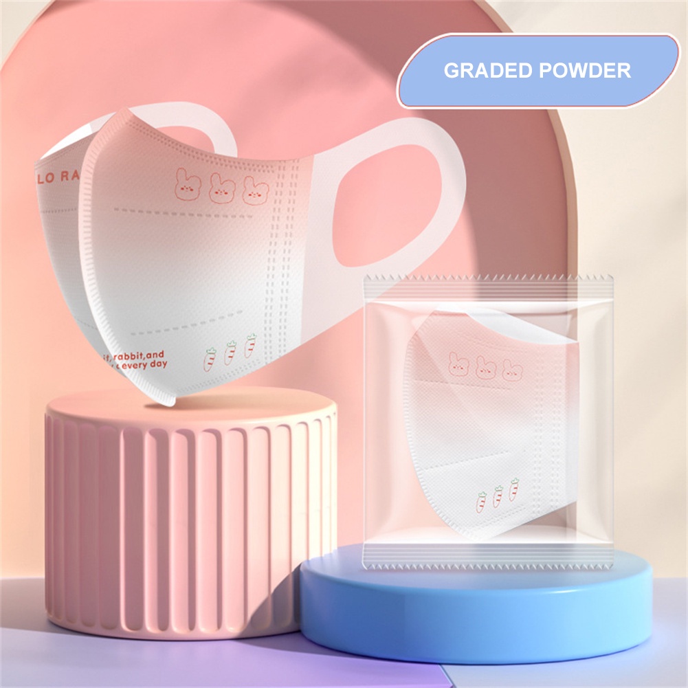 10 Chiếc Hình Thú Hoạt Hình Thỏ/Mèo Gradient Màu Dùng Một Lần Bảo Vệ Khẩu Trang 3 Lớp Bảo Vệ Miệng Dành Cho trẻ Em