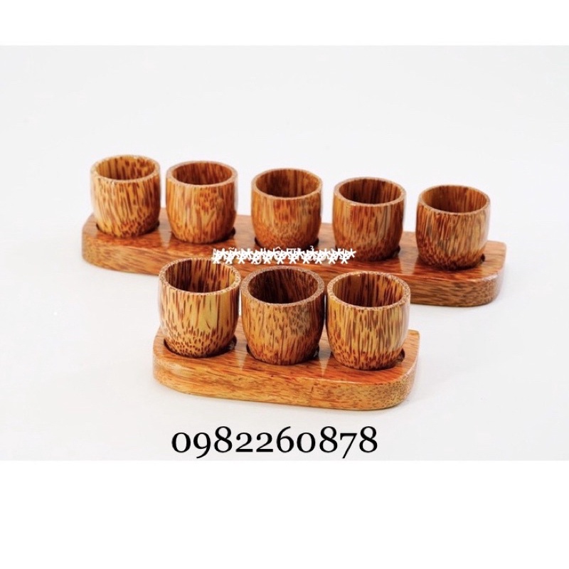 Bộ án nước / bộ ly nước thờ cúng gỗ dừa  - Gồm đế và ly
