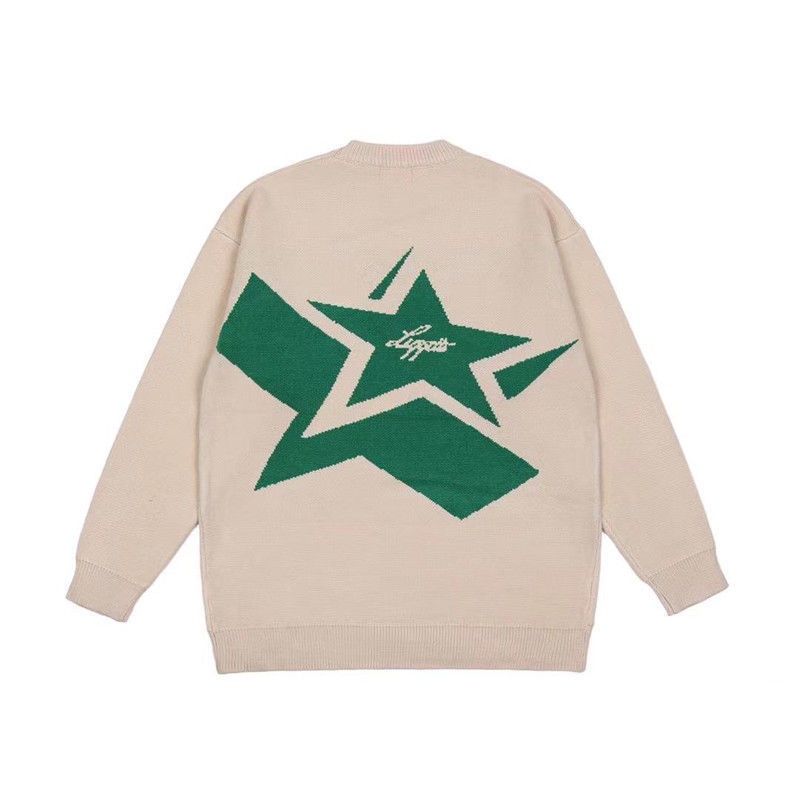 Áo Sweater Chui Đầu Dáng Rộng In Chữ Và Ngôi Sao Kiểu Vintage Thời Trang Mùa Đông Cho Các Cặp