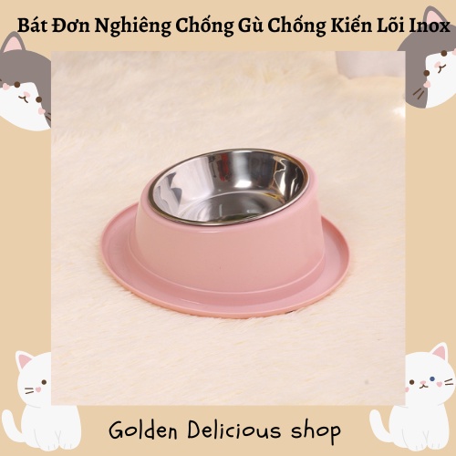 Bát Đơn Inox Nghiêng Chống Gù Chống Kiến Cho Mèo -Thiết Kế 3in1 Đa Chức Năng Tiện Dụng -Màu Sắc Sang Trọng - Giá Siêu Rẻ