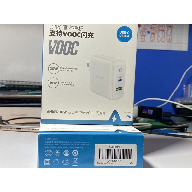 Củ Sạc nhanh Anker 2 Cổng VOOC 20W - PD 18W PowerPort PD+2 38W hàng New chính hãng - Sạc nhanh cho ip - oppo vooc