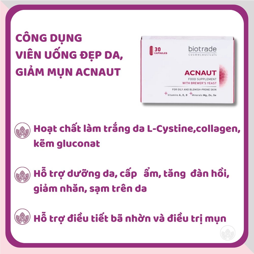 Viên uống giảm mụn biotrade acnaut food supplement giảm mụn điều tiết bã - ảnh sản phẩm 3