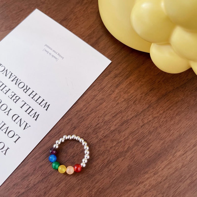 Nhẫn Đeo Tay Co Giãn Xỏ Hạt Mặt Cười Nhiều Màu Sắc Thời Trang Hàn Quốc Cho Nữ