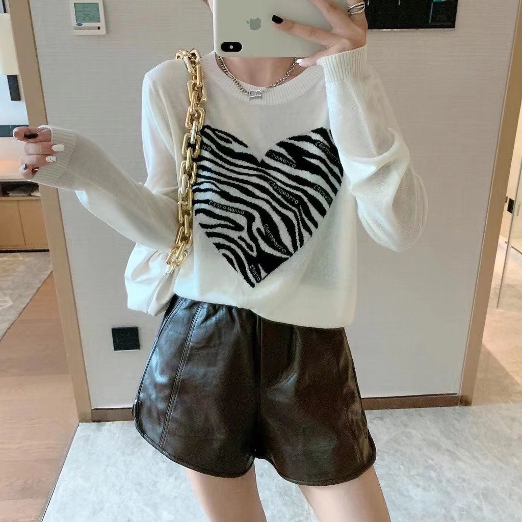 Áo Sweater Dệt Kim Hình Trái Tim Xinh Xắn  tao bao