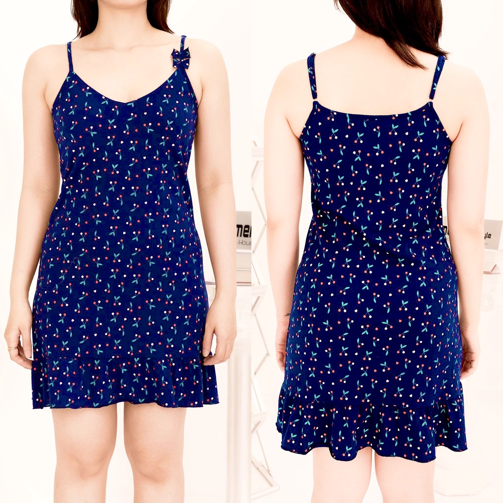 Váy Ngủ Đẹp, Đầm Ngủ Hai Dây Vải Thun Cotton 100% , Có Miếng Lót Ngực, Dây Tăng Giảm Được Mặc Nhà Hay Đi Chơi